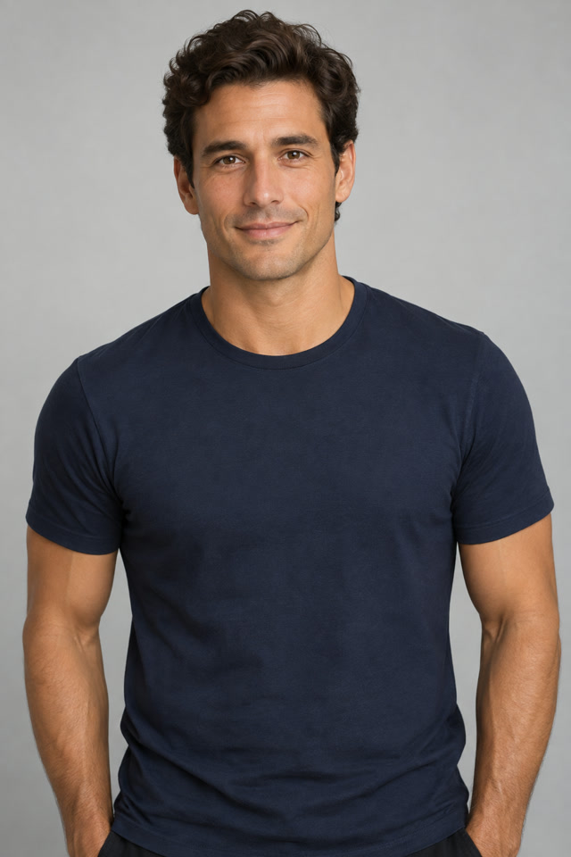 Original AI-generated fictional adult man used as the input photo